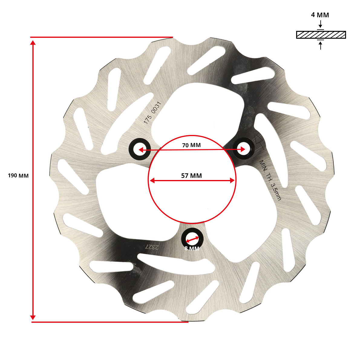 Remschijf Polini wave 3-gaats voor 190mm Aprilia, minarelli, Typhoon, neo 175.0061
