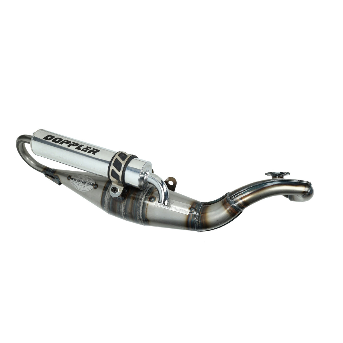 Uitlaat Doppler blank aluminium minarelli hor ac, minarelli hor lc, beta, ark, cpi, malaguti, f12, Yamaha, aerox, jog, mbk nitro 265275