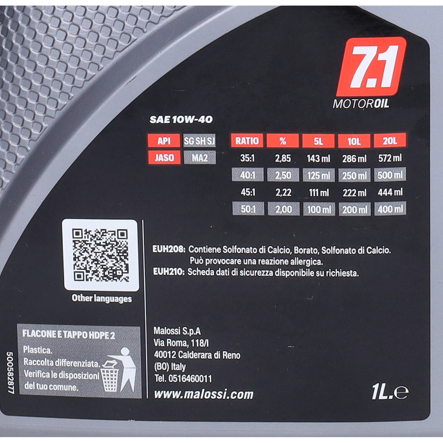 Motorolie Malossi 10W40 synthetisch sport 4T 1L