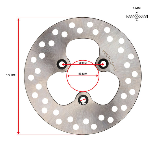 Remschijf DMP 3-gaats 170mm kisbee