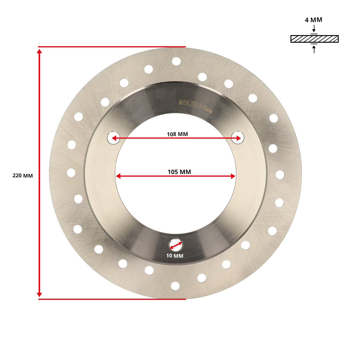 Remschijf 3-gaats Honda voor 220mm x8r