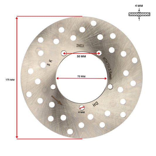 Remschijf DMP origineel model 5-gaats zip2000 voor Runner achter 175mm rvs