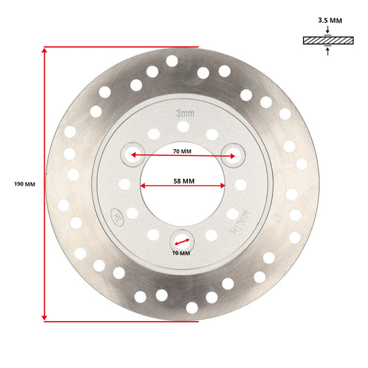 Remschijf Benzhou origineel 3-gaats voor 190mm Sym, fiddle 2, China lx/napoli, China retro/torino, sco China 4t 40200001bz